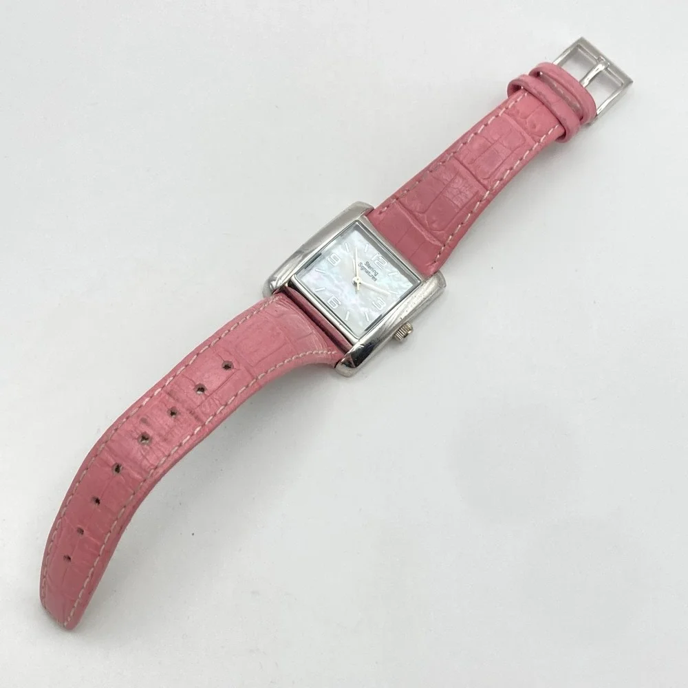 Sterling Signatures Women's Watch 28mm Silver 925 MOP Dial Leather New Battery